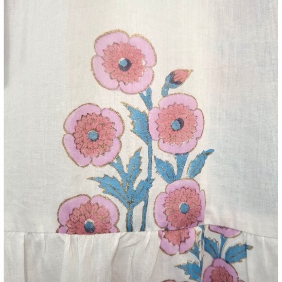 Tuckernuck x SZ Blockprints Priya Floral Boho Dress White Blue - Picture 10 of 13